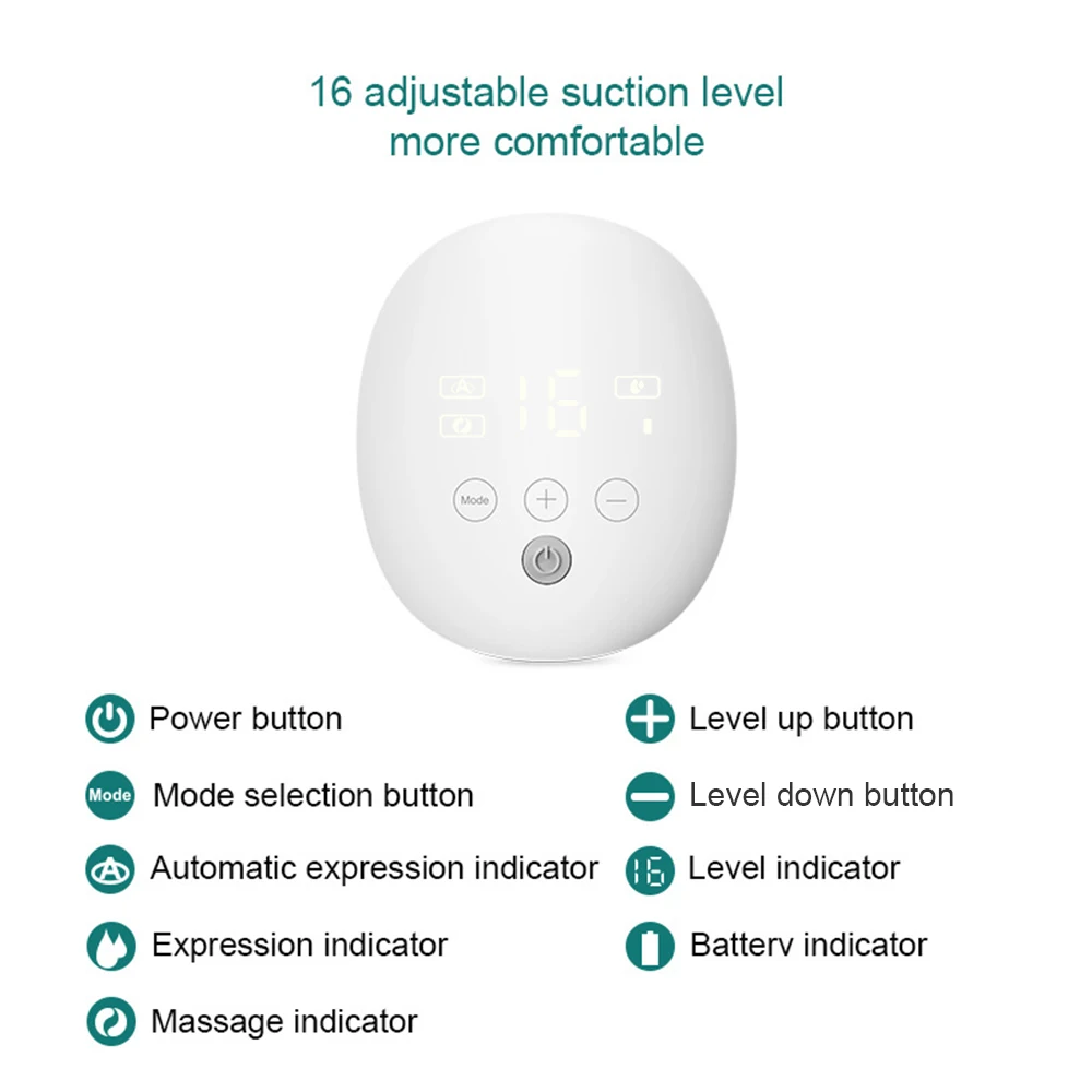 Double Electric Breast Pump Baby Accessories Wearable Silent Hands Free 3 Modes 16 Levels