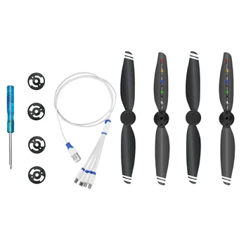 

2pair Led Lights Flash Propeller Durable Quick Release Drone Accessories With USB Cable Easy Install For DJI Mavic Air 2