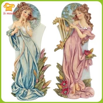 

2020 new spring goddess silicone mold sonata angel candle piece decoration home concrete ornament tool