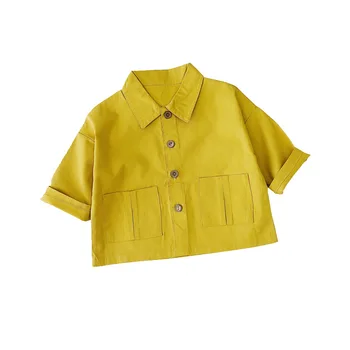 

WLG boys girls cartoon jackets kids autumn yellow black turn down collar long sleeve coats baby casual all match outerwear