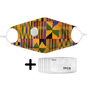 

Women Breathing Valve Masks with Fashion African Style Print Polyester Mask on Face Protection Family Going Outing Accessories