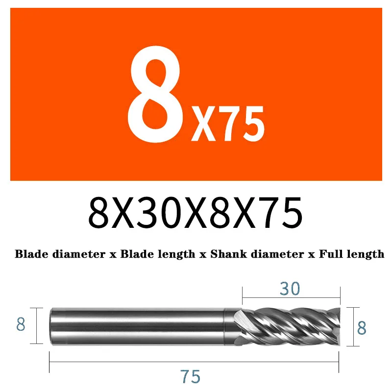 four jaw chuck HRC68 Solid Carbide End mills 4 Flute Tungsten Stainless Steel Titanium Alloy Special Milling Cutter Machining Center CNC Tools heavy duty bench vise Machine Tools & Accessories