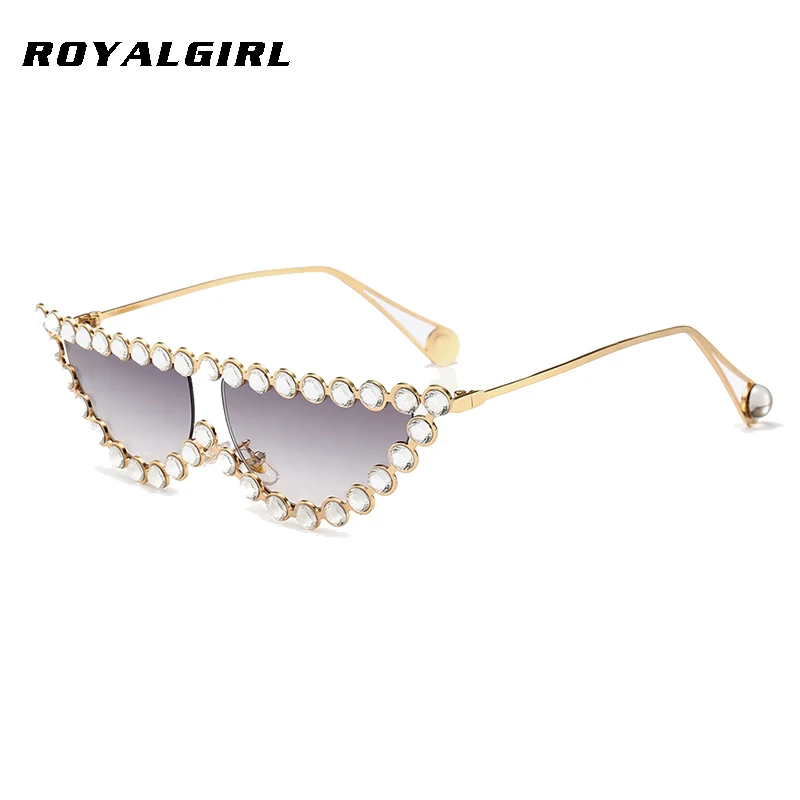 ROYAL GIRL Luxury Sunglasses Women 2022 New Fashion Cat Eye Sun Glasses Female Diamond Flat Top