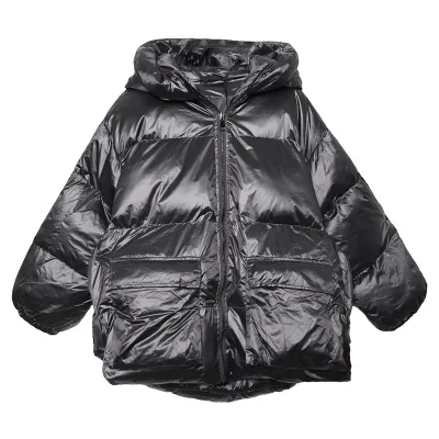 Silver grey Зимняя куртка для женщин, свободная Глянцевая парка, большие размеры, пальто с хлопковой подкладкой, зимнее пальто для женщин, теплые толстые парки с капюшоном, повседневное пальто - Цвет: Silver grey