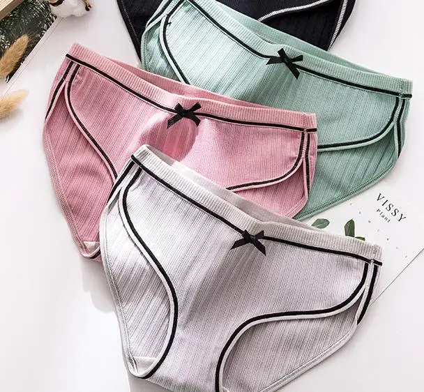 3pcs one lot cotton Intimates Underwear Women Panties 1458 - Цвет: red gray green