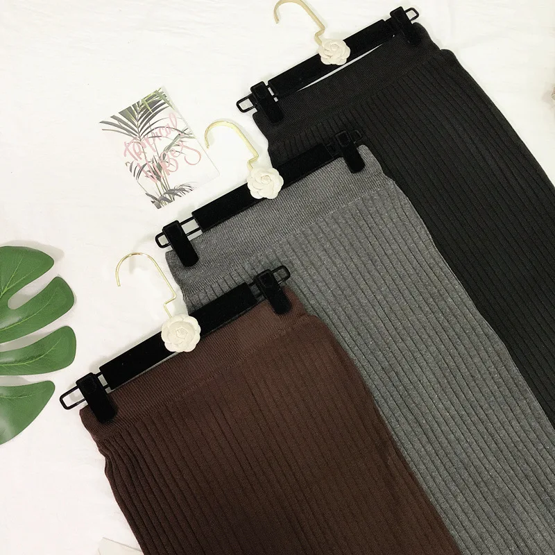 TMWEVN Lotus Lace High Waist Skirt Long Skirt Wrapped Buttocks Knitted Skirt Wool Skirt Fish Tail Skirt