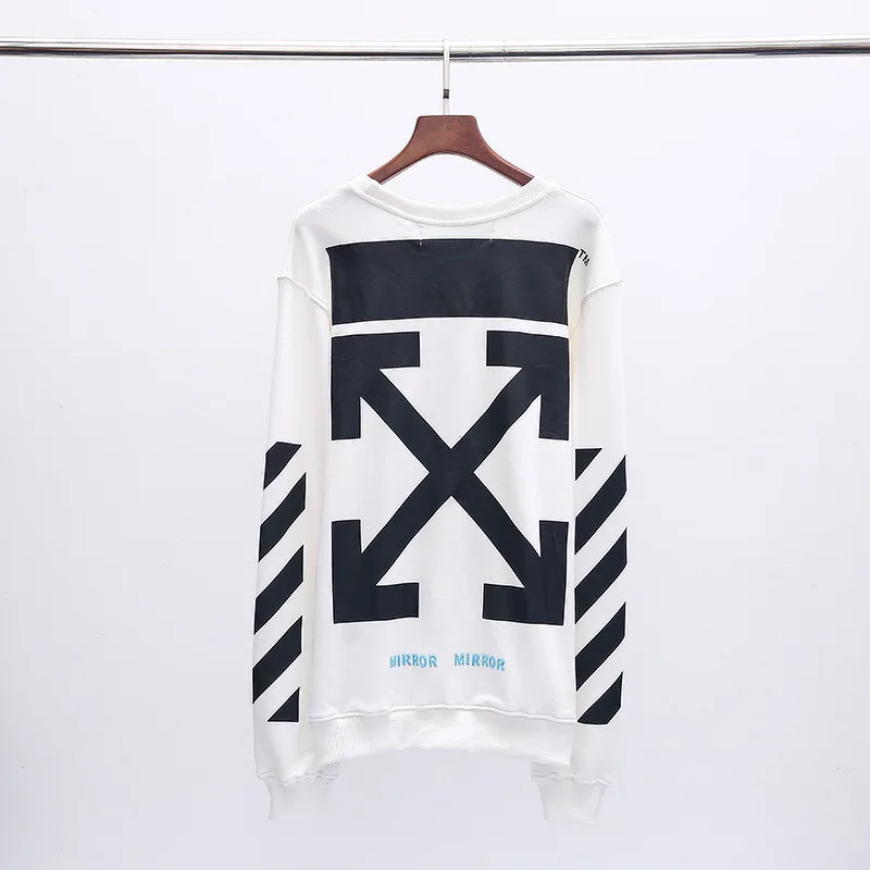 19SS OFF-WHITE OW религиозная теплопередача квадратная фиолетовая ленточная Печать Круглый вырез пуловер Толстовка Джемпер