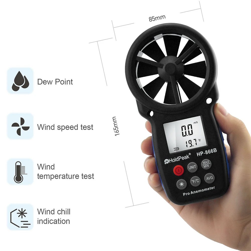 866B Измерительный Цифровой подсветка многофункциональный Анемометр карманный термометр строп тестер температуры ручной