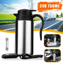 750ml 24V Car Heating Cup Electric Kettle Pot Camping Travel Trip Coffee Tea Water Heated Mug Boiling