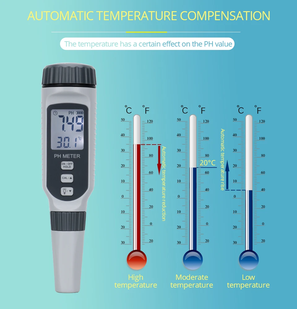 Professional Pen Type PH Meter Portable PH Water Quality Tester Acidometer for Aquarium Acidimeter water PH acidity meter PH818 wind measuring instrument