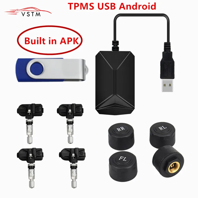 USB Android TPMS автомобильная система контроля давления в шинах дисплей 4 внутренних датчика Android навигационная сигнализация давления в шинах 0-116Psi