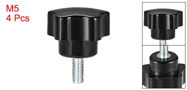 M5 x 15mm Uxcell 4 шт. звезда ручки M5 x 15 мм Мужская резьба сталь цинка шпильки черный PP - Цвет: M5 x 15mm