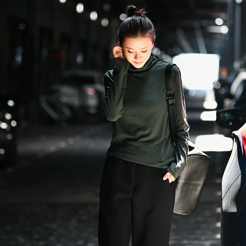 Dark green T2955 Модная тонкая линия стрейч без подкладки Верхняя одежда Тонкий тела с длинным рукавом Футболка женская - Цвет: Dark green