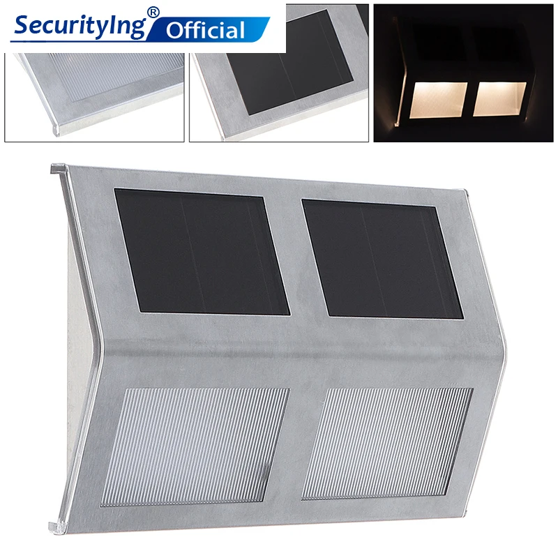 

Outdoor Solar Lamps Waterproof 2 LED Solar Powered Light Wall Lamp with Stainless for Stair / Fence / Garden / Yard