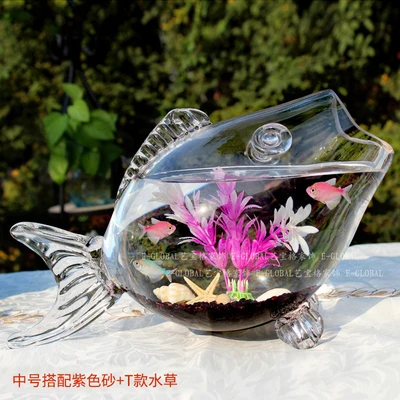 Kreatív Hal Alakú Üveghalak Akvárium Vastag Áttetsző, Nem Mérgező Ólom-Mini Aranyhal Tartály - Image 4