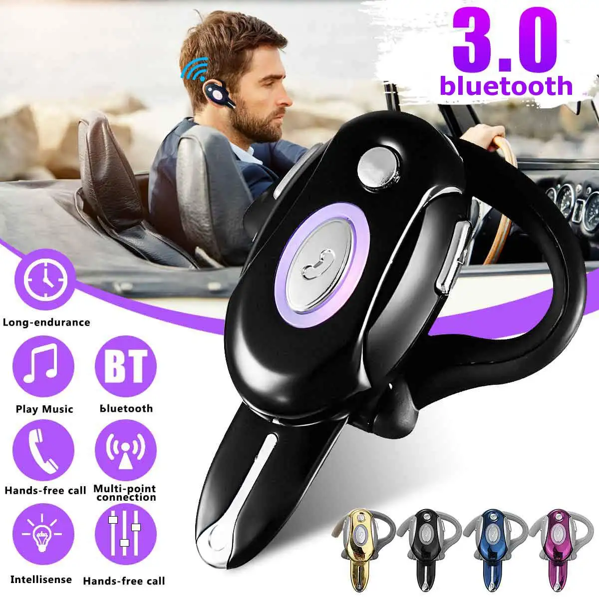 New Bee Bluetooth 2 1 Earpiece Wireless Headset hands free Earphone Headset Stereo Headphone For iPhone