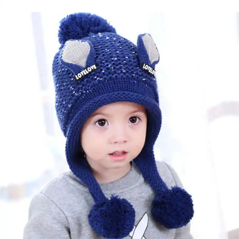 Детские вязаные шапочки Beanies Милая шапочка осенне-зимние шапки для девочек