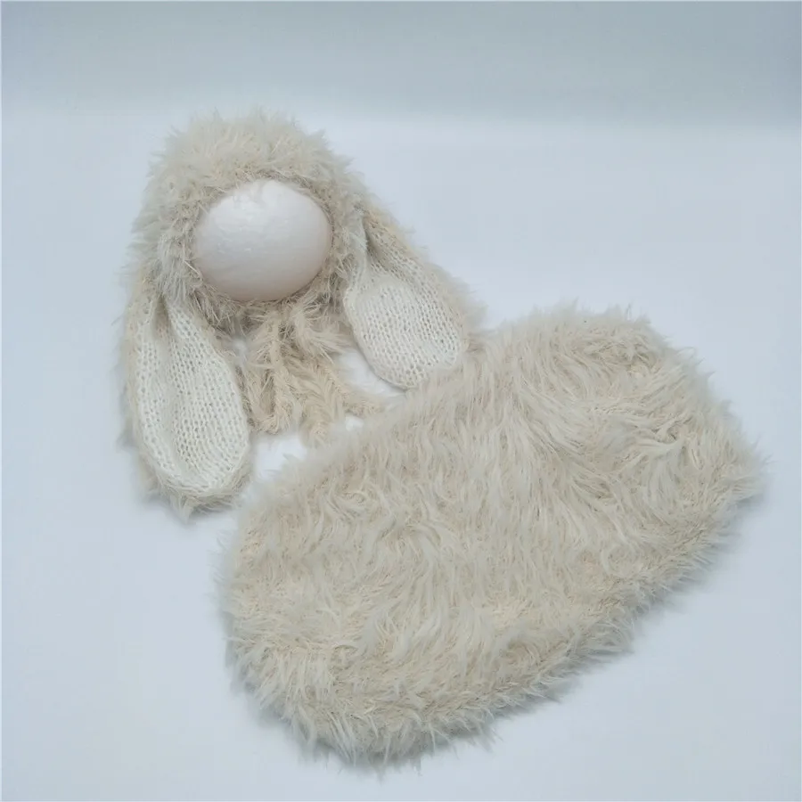 Очень милая длинная пушистая шапочка кролика для новорожденных, Набор сумок для детской фотосъемки, комплект детской одежды для фотосъемки, комплект для новорожденного, реквизит для пеленания