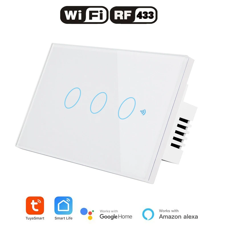 

WiFi Smart Wall Touch Light Switch US 1 2 3 Gang RF Wireless Remote Light Smart Home Controller Work with Google Home