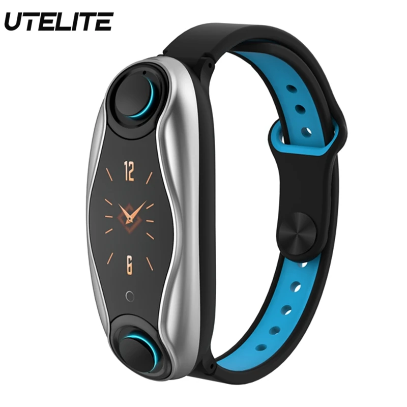 

UTELITE T90 Smart Bracelet Wireless Earphones IP67 Waterproof Sport Smart Watch Fitness Tracker Heart Rate Blood Pressure Band