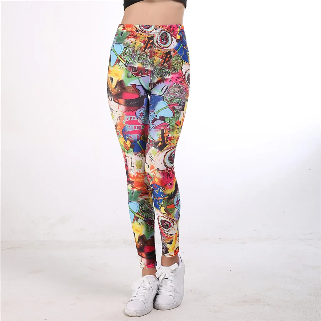 Ladies'printed, высокая талия, бедра, тянущиеся, под брюки, для бега, фитнеса, йоги, штаны для спортзала, спортивные Леггинсы, женские штаны, calzas deportivas# F