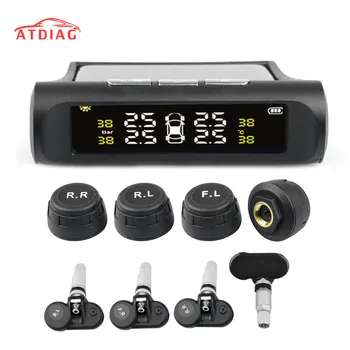 

Solar TPMS Car Tire Pressure Alarm Monitor System Display Intelligent Temperature Warning Fuel Save with 4 Sensors tpms