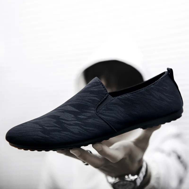 

2019 mens casual loafers shoes breathable light fabric fashion spring autumn leopard black gray blue flat with cheap male shoes
