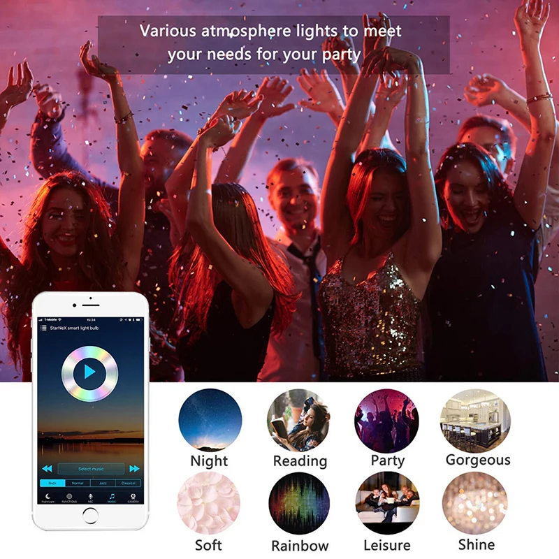 E27 RGB LED Bulb Lights 4.5W Changeable Colorful LED Lamp With Remote Control,Works With Amazon Alexa, Google, IFTTT, Tmall