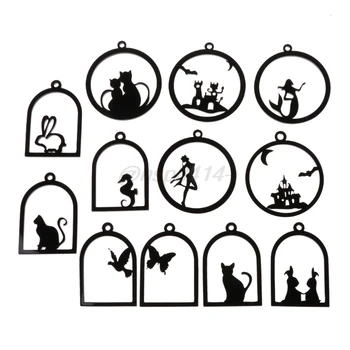 

12Pcs/SET Acrylic DIY Animal Frame Pendant Bezel Setting Cabochon UV Resin Charms