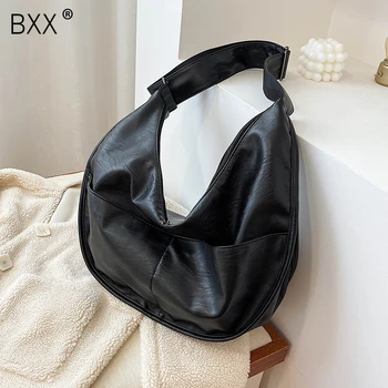 

[BXX] PU Leather Solid Color Shoulder Bags For Women 2020 Winter Brand Designer Travel Handbags Lady Simple Female Elegant HJ512