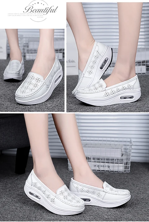 Women's shoes 2020 spring summer all-match mother single shoes leather rocking shoes platform platform nurse shoes work shoes