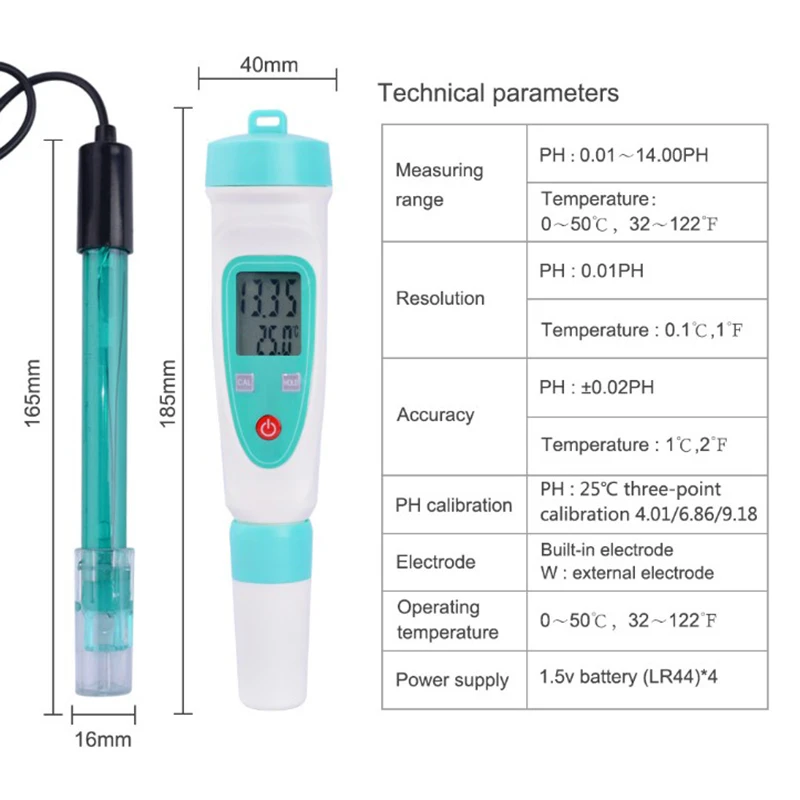 РН-метр Ph-220W рН-тестер Портативный 0-14 рН-Ручка Тип прецизионный инструмент с Ph буферной мощностью