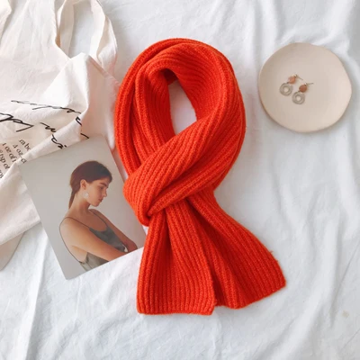 orange Луна и Дельфин Для женщин модные зимние, вязаные, теплые однотонный шарф мятно-зеленого цвета шерстяной Палантин женский шарф шерстяной мягкий короткий шарф - Цвет: orange