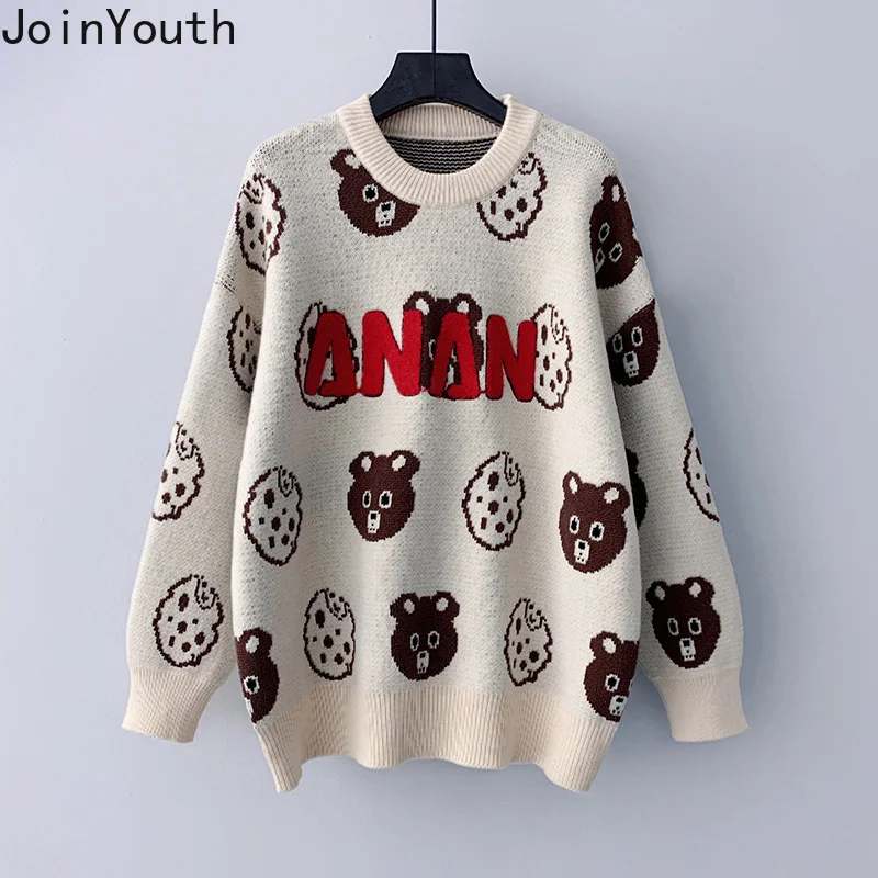 Joinyouth жаккардовый пуловер с изображением медведей из мультфильма зимняя одежда