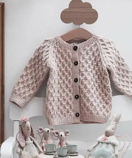 Cardigan pink Г., Осенний вязаный свитер с 3D рисунком листьев Bebes, кардиган, Детский свитер для мальчиков и девочек детская одежда для новорожденных, комплект трикотажной одежды для детей - Цвет: Cardigan pink