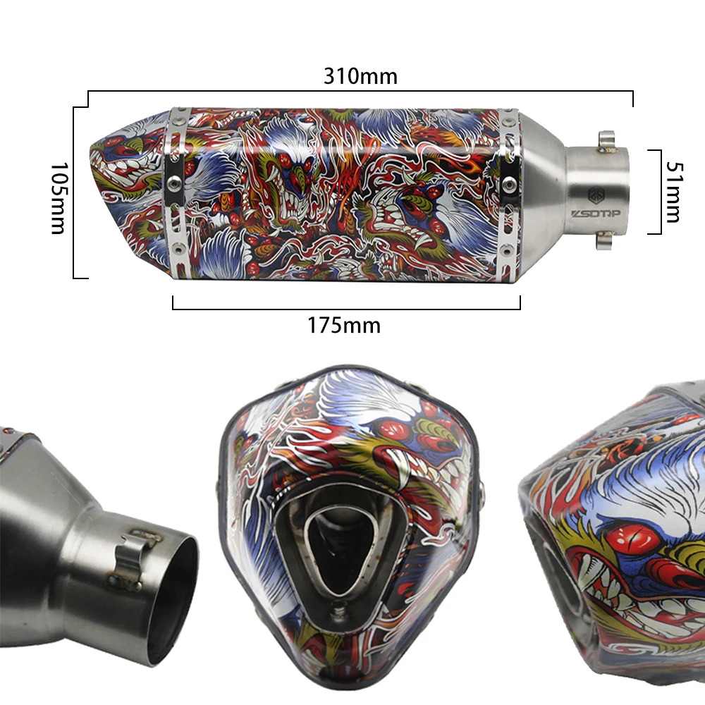 ZSDTRP Граффити Akrapovic выхлопной мотоцикл модифицированный Глушитель Трубы для ktm mt09 gsxr600 xmax300 cbr250 z800 R1 ER6N - Цвет: P 04