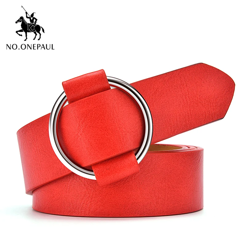 

NO.ONEPAUL Genuine Leather luxury Round Buckle Belts Female Leisure Jeans Wild leather belt Retro fashion casual ladies belts