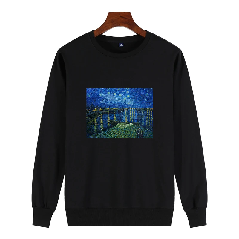 9317 Black Kpop модные толстовки Van Gogh Art масляная краска Harajuku Michelangelo Ulzzang винтажная Толстовка с длинным рукавом Женская негабаритная Толстовка - Цвет: 9317 Black