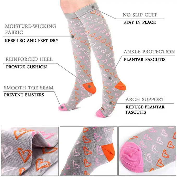Compression Socks Unisex Fit For Sports Travel Flight Golf Hiking Running For Anti Fatigue Pain Relief High Stockings EU 35-47