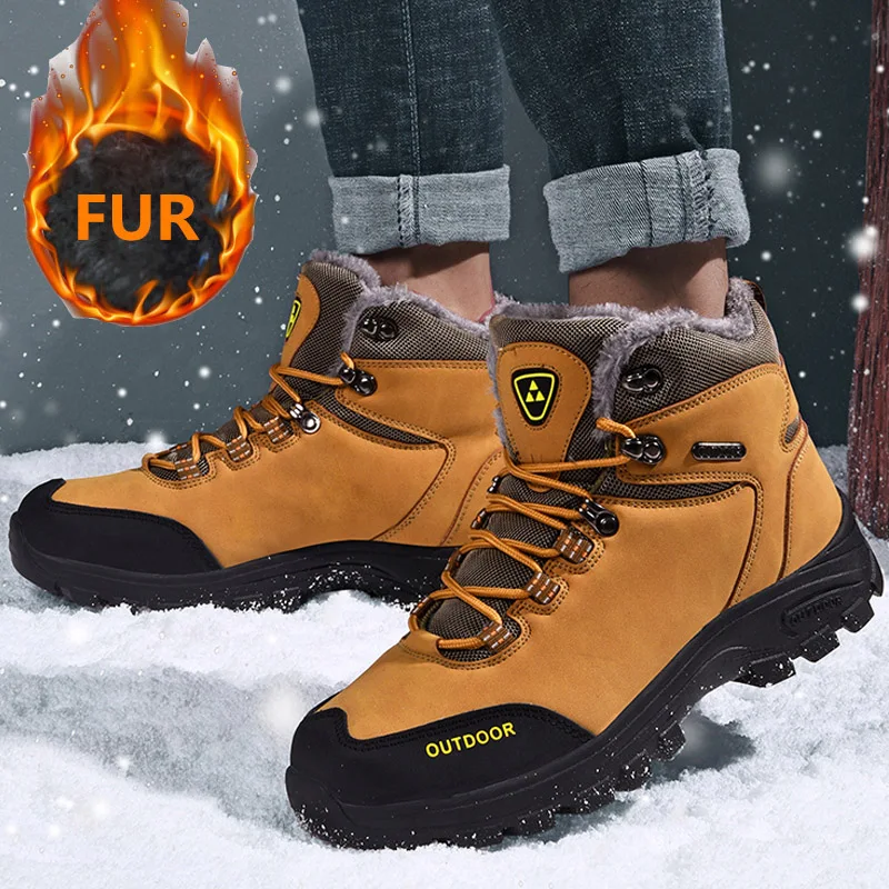 men's boots winter thick plush snow shoes warm non-slip fashion ankle Botas Hombre | Обувь