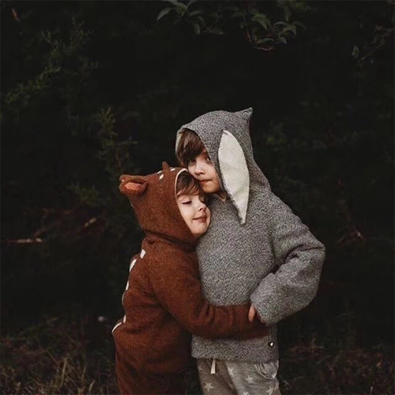 Baby Wool Knit Sweaters Lovely Sheep and Fawn Sweater Children Toddler Boys Girls Winter Clothes and Hat toddler sweatshirt winter sweater kids sweatershirts