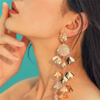 

Big Statement Metal Flower Tassel Long Earrings For Women 2020 New Fashion Jewelry Personality Earings Bijoux Party Accessories