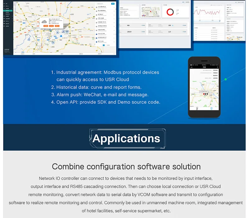 HonesThing USR-IO424T-GR GSMGPRS Support USR Cloud 4 Channel RTU Network IO Controller RS485 Modbus RTU of 4DI4DO2AI1PT 15