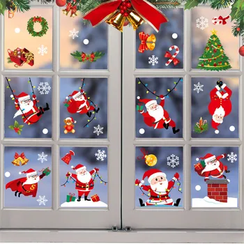 

Christmas Electrostatic Stickers Snowflake Elk Set Door Window Glass Stickers Adesivo De Parede Wall Home Decorations Art Mural