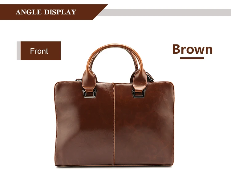 Деловой портфель, кожаная сумка на молнии, модная мужская сумка, 13 дюймов, сумка для ноутбука, регулируемый ремень, сумка на плечо