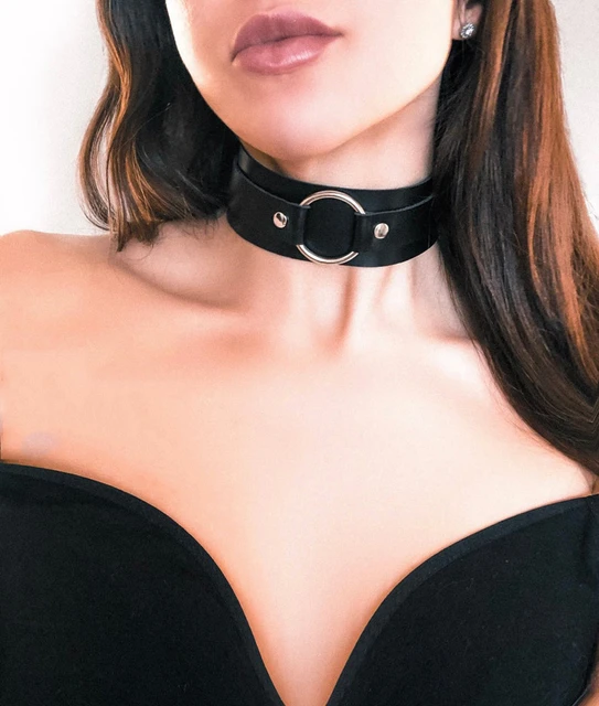 Black O Ring Sexy Choker Fetish Collar Punk Gothic Goth Rave Necklace