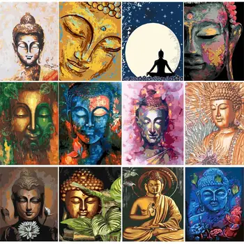 

YIJIE DIY Painting By Numbers Buddha statue illustration Drawing On Canvas HandPainted Painting Art Gift DIY Home Decoration