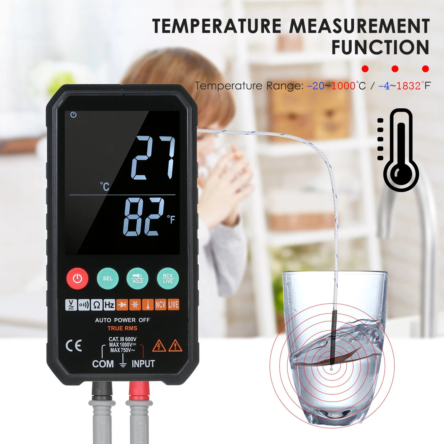 Mastfuyi Digital Multimeter FY107B / FY107C 6000counts Ture RMS AC DC NCV Transistor Capacitor Temperature Voltage Smart Meter digital multimeter
