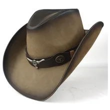 Кожаная мужская и женская западная ковбойская шляпа широкая шляпа уличная Sombrero Hombre Женская ковбойская шляпа