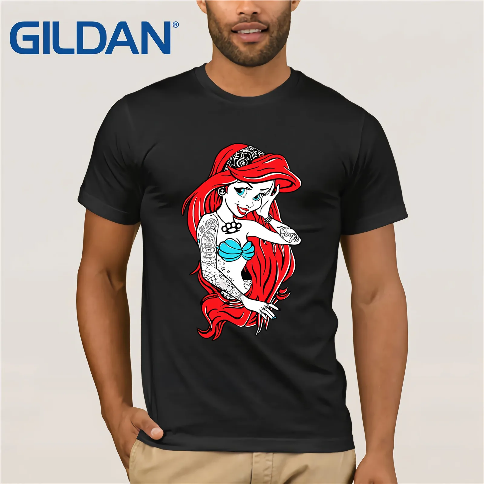 

Alternative Tattooed Little Mermaid T-Shirt Summer 2019 Men's Short Sleeve T-Shirt